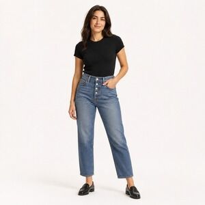 Levis Ribcage Straight Ankle Jeans Womens 27 Blue Denim High Rise Button Fly